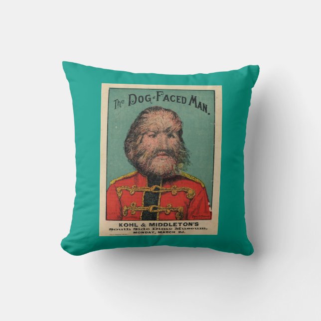 Freak Show Dog Face Man Cushion (Front)