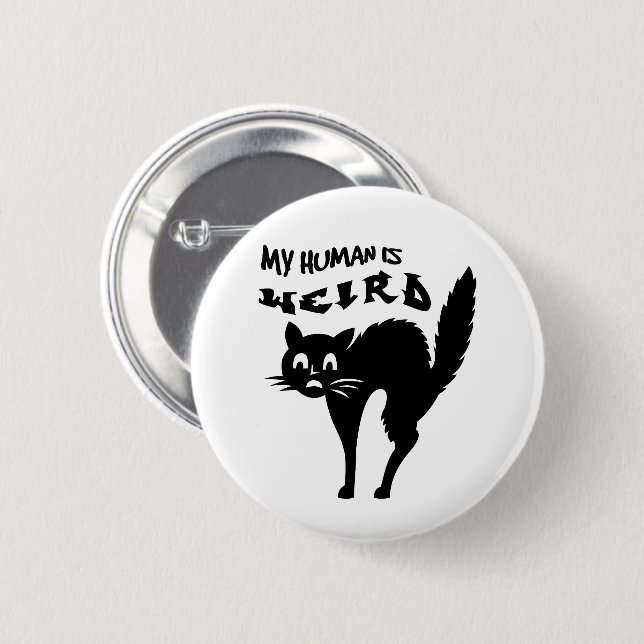 Freaked-out cat 6 cm round badge (Front & Back)