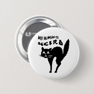 Freaked-out cat 6 cm round badge