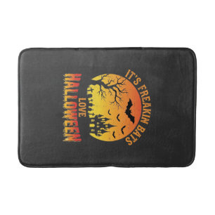 Freakin Bats Love Halloween Haunted Castle Design_ Bath Mat