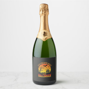 Freakin Bats Love Halloween Haunted Castle Design_ Sparkling Wine Label