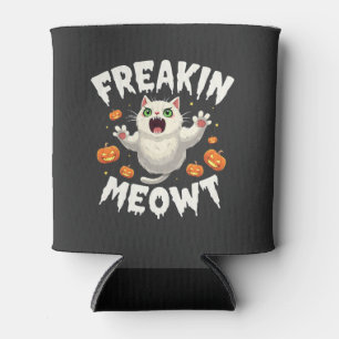 Freakin Meowt Spooky Halloween Pastel Cat Ghost Can Cooler