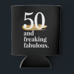 Freaking Fabulous Birthday Custom Age Can Holder Can Cooler<br><div class="desc">Cheers to 50 years with this "50 and freaking fabulous" personalised insulated beer can holder,  a great funny gag gift for the friend turning a year older. Add their name on the back,  and type in any age.</div>