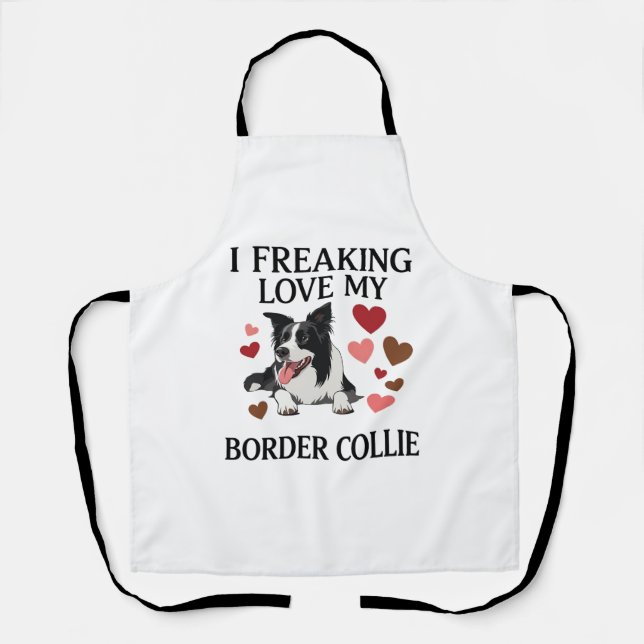 Freaking Love Border Collie Dog Hearts_1 Apron (Front)