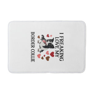 Freaking Love Border Collie Dog Hearts_1 Bath Mat