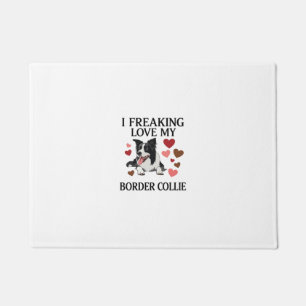Freaking Love Border Collie Dog Hearts_1 Doormat