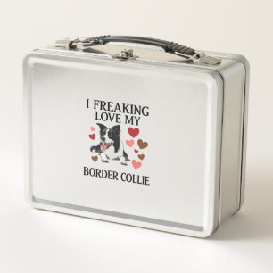 Freaking Love Border Collie Dog Hearts_1 Metal Lunch Box
