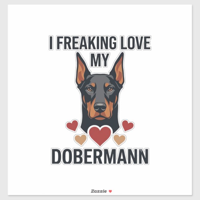 Freaking Love Dobermann Dog Red Hearts_1 (Sheet)