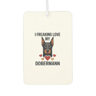 Freaking Love Dobermann Dog Red Hearts_1 Car Air Freshener