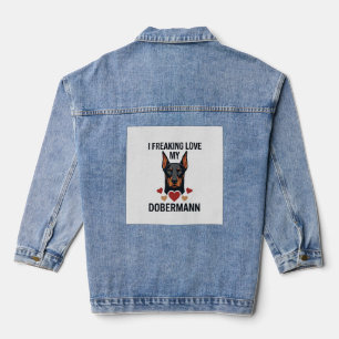 Freaking Love Dobermann Dog Red Hearts_1 Denim Jacket