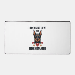 Freaking Love Dobermann Dog Red Hearts_1 Desk Mat