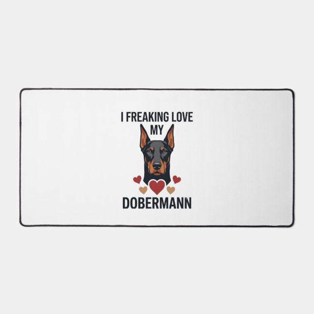 Freaking Love Dobermann Dog Red Hearts_1 Desk Mat (Front)