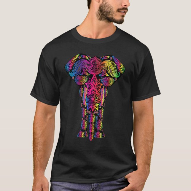 Freaking Love Elephants Watercolor Hindu Tribal In T-Shirt (Front)
