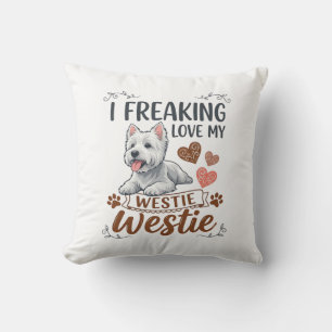 Freaking Love Westie Dog Hearts Paws_1 Cushion