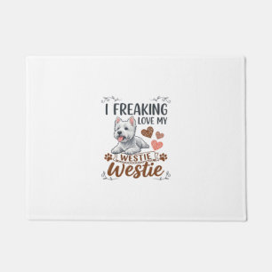 Freaking Love Westie Dog Hearts Paws_1 Doormat