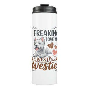 Freaking Love Westie Dog Hearts Paws_1 Thermal Tumbler