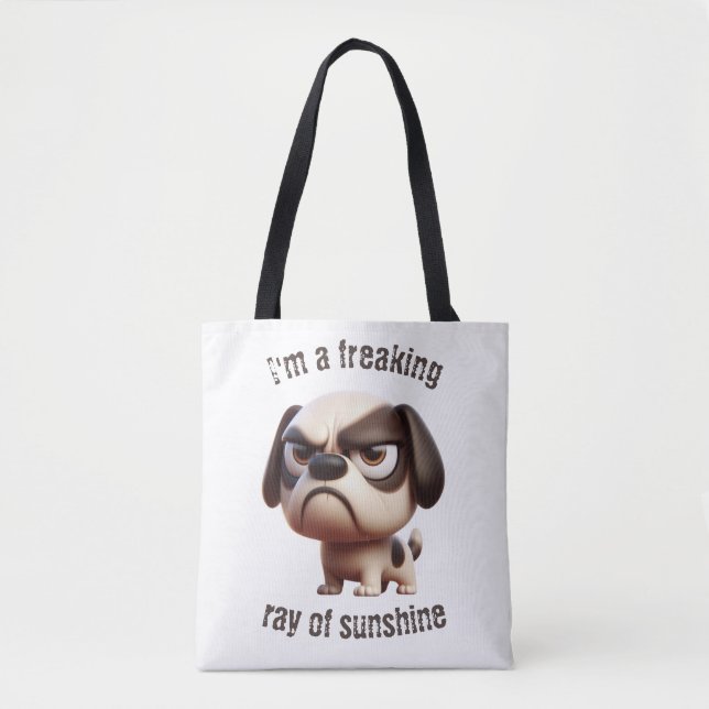 Freaking Ray of Sunshine Puppy Tote Bag (Front)