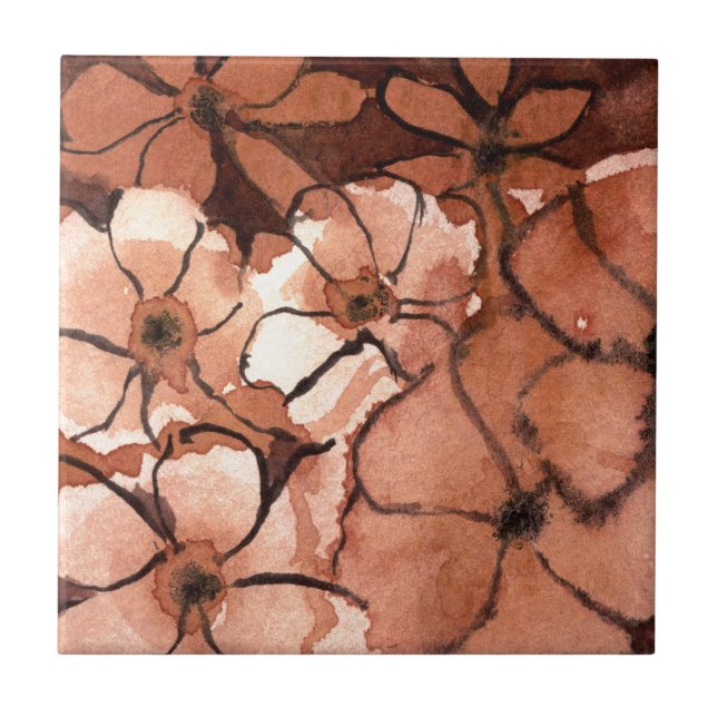 "Freakly Floral #2" Kitchen Garden Ceramic Tile (Front)