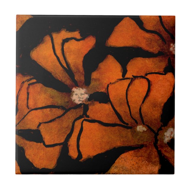 "Freaky Floral #1" Kitchen Garden Ceramic Tile (Front)