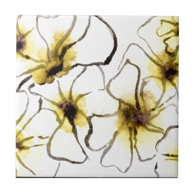 "Freaky Floral #3" Kitchen Garden Ceramic Tile (Front)