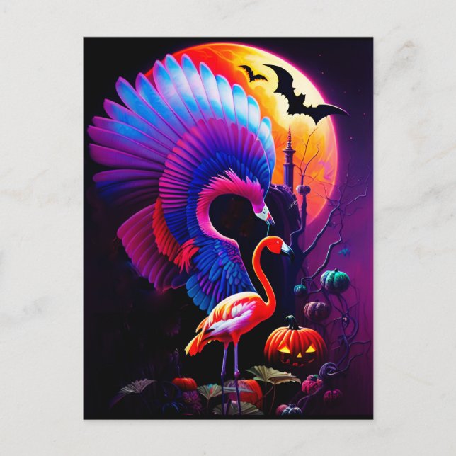 Freaky Halloween Flamingo Horror Postcard (Front)