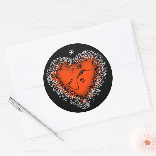 Freaky heart v3.1 classic round sticker (Envelope)