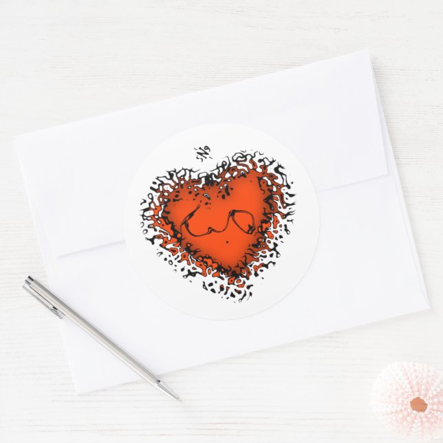 Freaky heart v4.1 classic round sticker (Envelope)