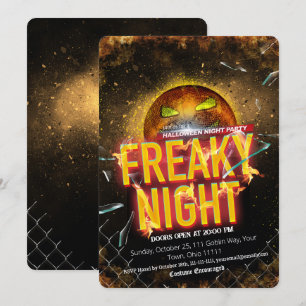 Freaky Night Disco Ball Pumpkin Halloween Party Invitation
