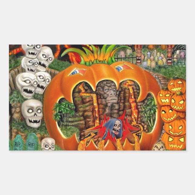 FREAKY TIKI TOMBS RECTANGULAR STICKER (Front)