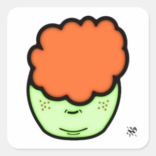 Freckled ginger kid (funny cartoon like sketch) v1 square sticker