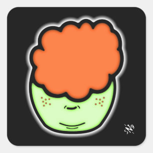 Freckled ginger kid (funny cartoon like sketch) v2 square sticker