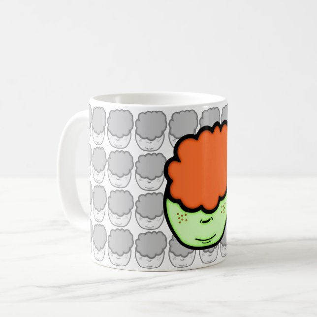 Freckled ginger kid (funny cartoon like sketch) v3 coffee mug (Front Left)