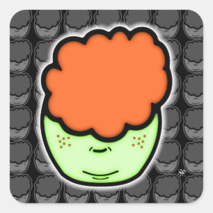 Freckled ginger kid (funny cartoon like sketch) v4 square sticker