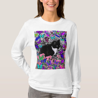 Freckles in Butterflies II - Tuxedo Cat T-Shirt