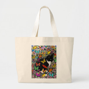 Freckles in Butterflies - Tux Kitty Cat Large Tote Bag