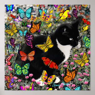 Freckles in Butterflies - Tuxedo Kitty Poster