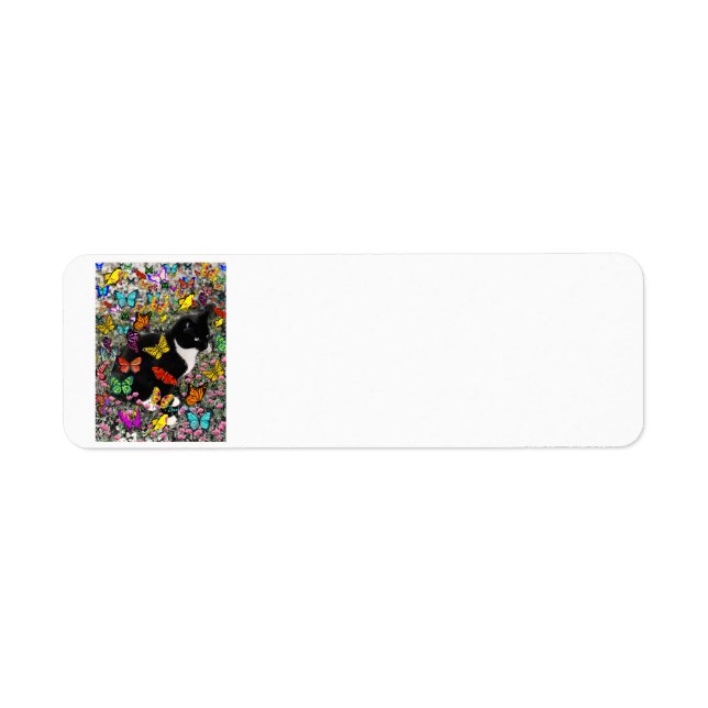 Freckles in Butterflies - Tuxedo Kitty Return Address Label (Front)