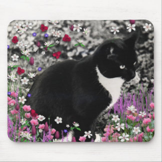 Freckles in Flowers II - Tuxedo Cat Mouse Pad