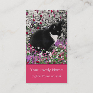 Freckles in Flowers II - Tuxedo Kitty Cat Business Card