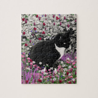 Freckles in Flowers II - Tuxedo Kitty Cat Jigsaw Puzzle