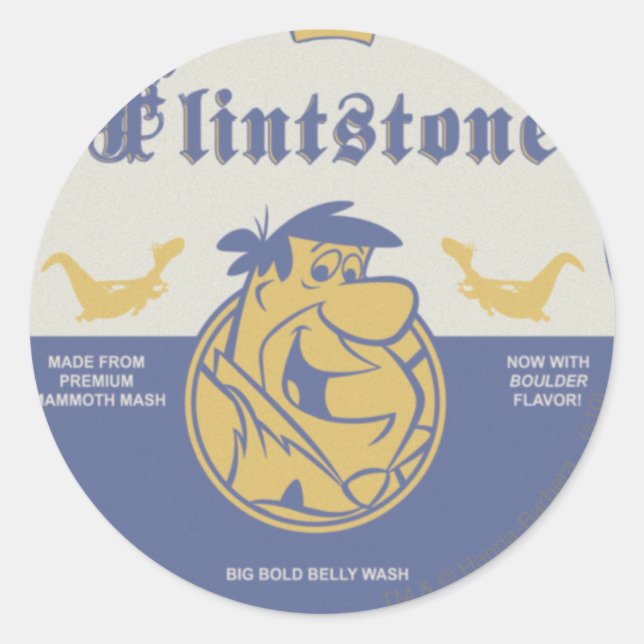 Fred Flintston Big Bold Belly Wash Classic Round Sticker (Front)