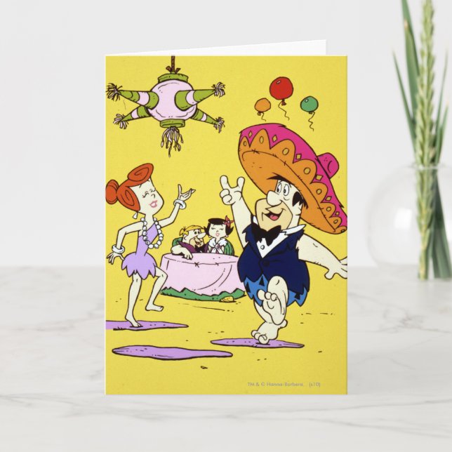 Fred Flintstone Wilma Barney and Betty Fiesta Card (Front)