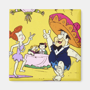 Fred Flintstone Wilma Barney and Betty Fiesta Magnet