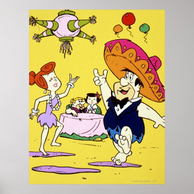Fred Flintstone Wilma Barney and Betty Fiesta Poster (Front)