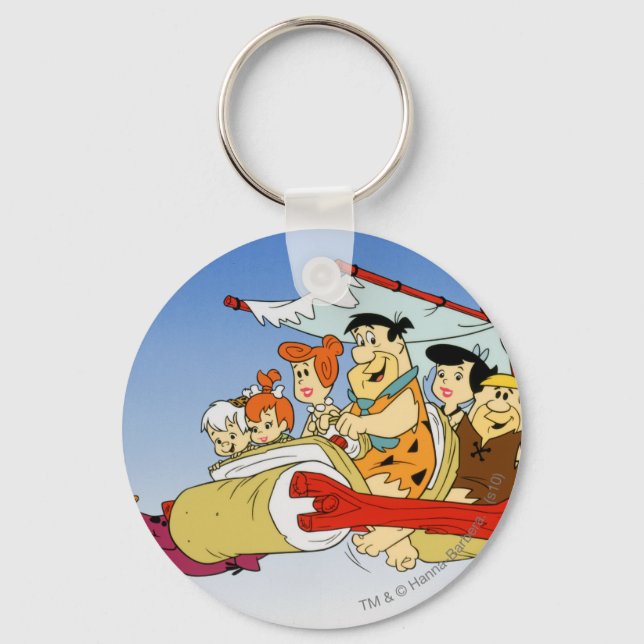 Fred Flintstone Wilma Barney and Betty PEBBLES™ Key Ring (Front)