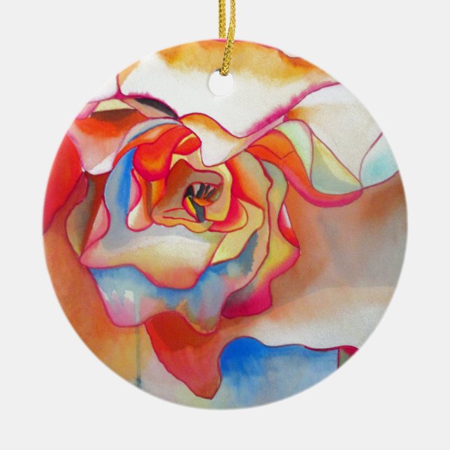 Fred martin begonia watercolour art ceramic tree decoration (Front)