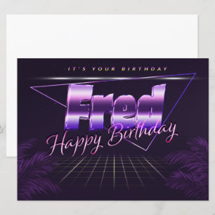 Fred Name Vorname lila retro Karte Geburtstag Card