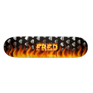 Fred skateboard fire and flames design.