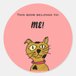 Fred the Cat book plate Classic Round Sticker