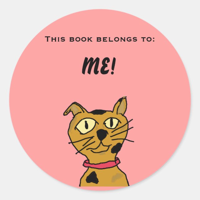 Fred the Cat book plate Classic Round Sticker (Front)